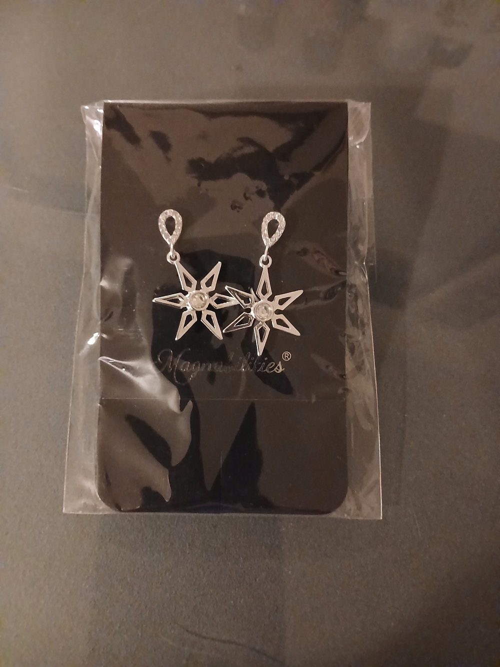 Silver Starburst Drop Earrings - Elegant Sparkle